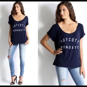 NWOT Prince Peter Collection Boycott Mondays Blue Top sz XS